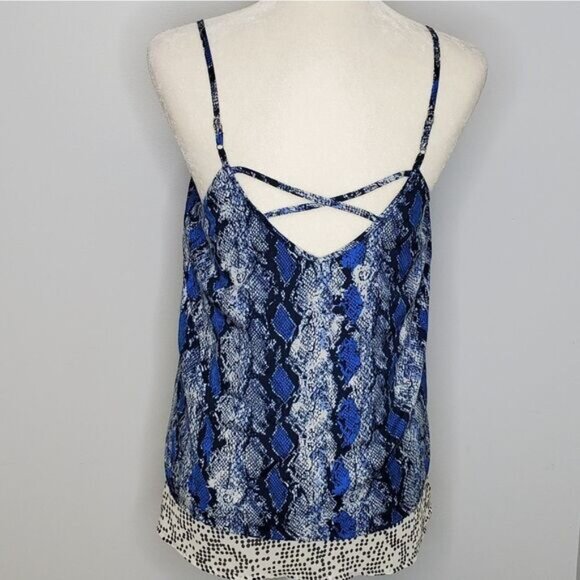 BAR III tank top blue snakeskin print spaghetti strap M - Picture 2 of 7